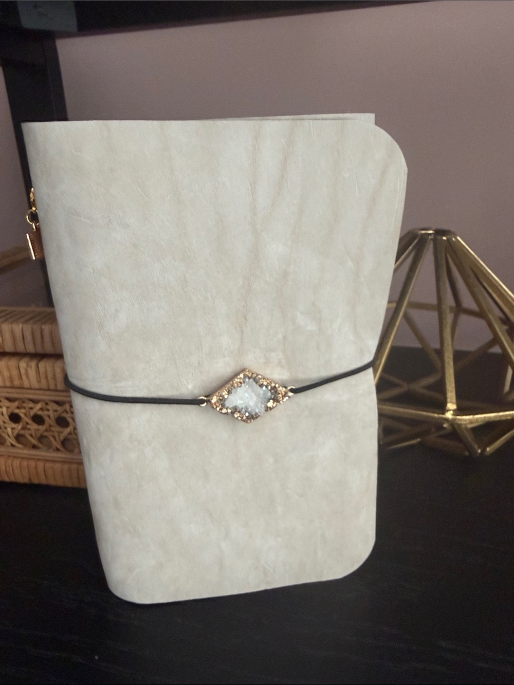 TRACE B6 Studio Edit Leather/Suede Journal in Latte with 4 charms.
